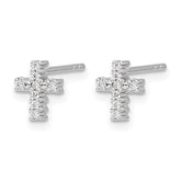 10k White Gold Polished Diamond Cross Post Earrings